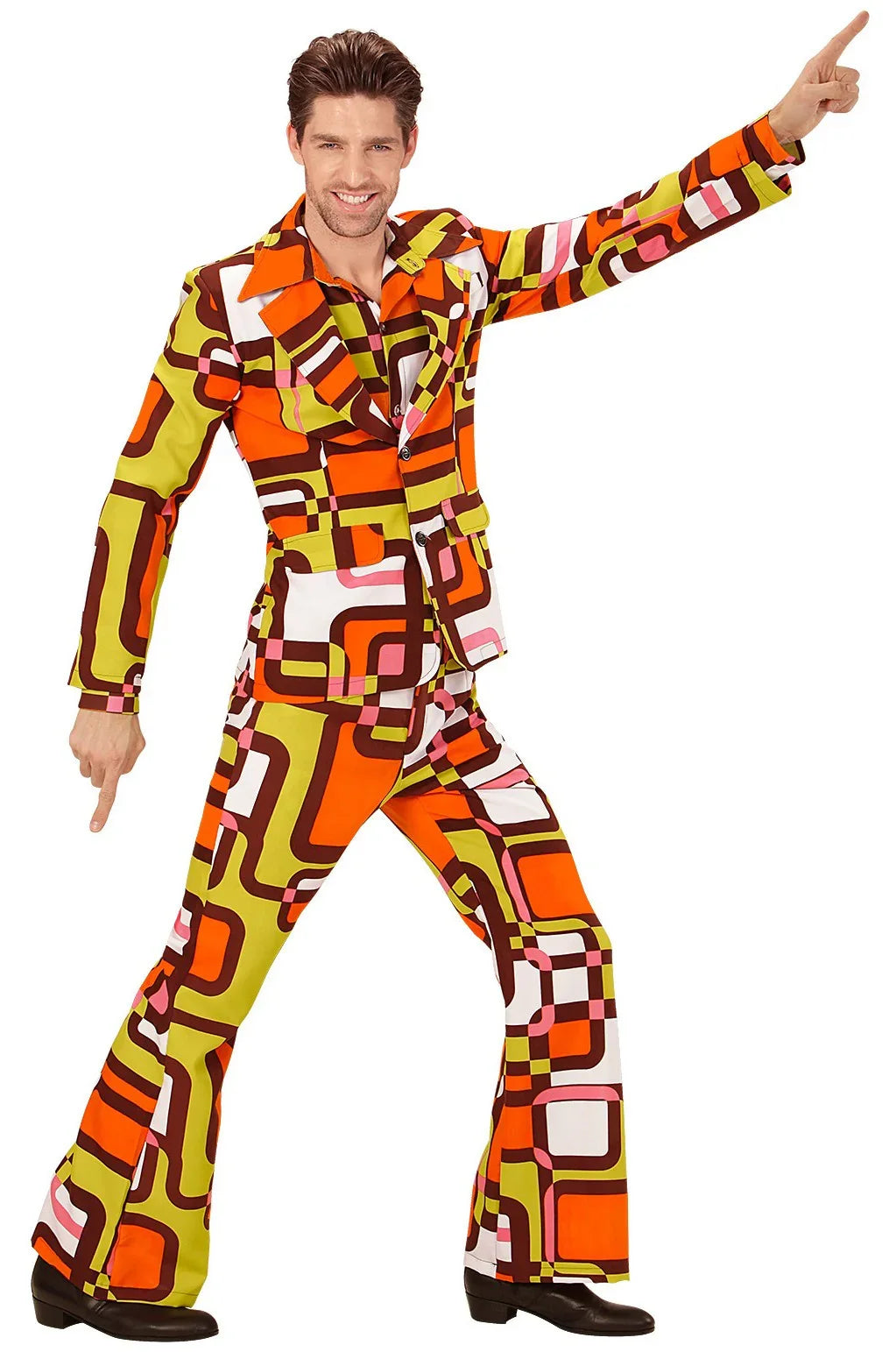 Traje Disco Años 70 Multicolor para Hombre Disco Widmann